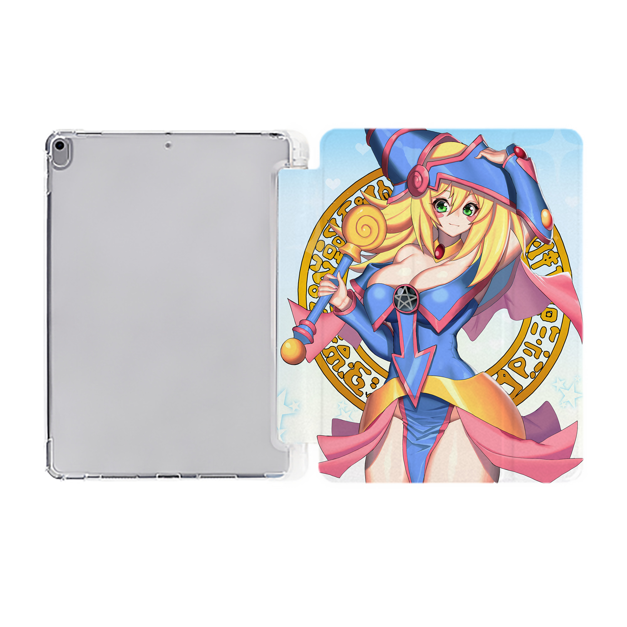 （画像用） 遊☆戯☆王 Yu-Gi-Oh! IPad ケース ペン収納付き 三つ折りスタンド PUレザー×シリコン 対応機種9.5/10.5/10.9インチ